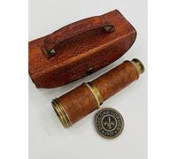 Malla Inc. Télescope en laiton antique dans une boîte en cuir - Télescope nautique en laiton 40,6 cm