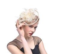 Mallalah Femme Coiffure Mariage Chapeau Fascinator Soirée Bibi élégant Mini Brêt Cocktail Pince à Cheveux Plume Orné Fleur Fête Plage Mariage Vintage Bandeau