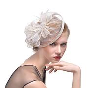 Mallalah Femme Coiffure Mariage Chapeau Fascinator Soirée Bibi élégant Mini Brêt Cocktail Pince à Cheveux Plume Orné Fleur Fête Plage Mariage Vintage Bandeau