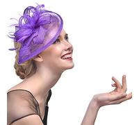 Mallalah Femme Coiffure Mariage Chapeau Fascinator Soirée Bibi élégant Mini Brêt Cocktail Pince à Cheveux Plume Orné Fleur Fête Plage Mariage Vintage Bandeau