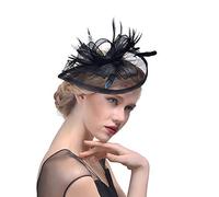 Mallalah Femme Coiffure Mariage Chapeau Fascinator Soirée Bibi élégant Mini Brêt Cocktail Pince à Cheveux Plume Orné Fleur Fête Plage Mariage Vintage Bandeau