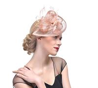 Mallalah Femme Coiffure Mariage Chapeau Fascinator Soirée Bibi élégant Mini Brêt Cocktail Pince à Cheveux Plume Orné Fleur Fête Plage Mariage Vintage Bandeau