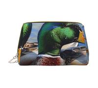Mallard Duck 1 trousse de maquillage imprimée pour femme et maman, petite trousse de maquillage de voyage en cuir PVC, cadeau mignon, trousse de toilette avec fermeture éclair, blanc, Taille unique,