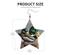 Mallard Duck Boucles d'oreilles élégantes en cuir Motif étoile Accessoires tendance et uniques pour un usage quotidien, taille unique