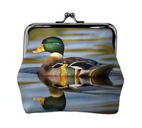 Mallard Duck Petit portefeuille pour femme, porte-monnaie pour femme, petit portefeuille pour femme, avec fermeture éclair et fermeture à baiser, noir, taille unique, art déco, Noir , Taille unique,