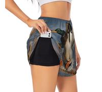 Mallard Duck Short de sport pour femme Été Loisirs Quotidien Jogging Cyclisme Exerc, Noir , S Grande longueur