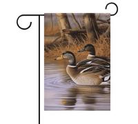 Mallard Ducks Drapeaux de jardin printemps-été 30,5 x 45,7 cm double face pour extérieur, drapeaux saisonniers et bannières pour patio, cour, terrasse, porche, jardin, terrasse, balcon, pelouse