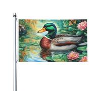 Mallard Wild Duck Banderole de vœux avec œillets pour décoration d'intérieur ou d'extérieur 0,9 x 1,5 m