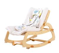 MallBest Chaise 3 en 1 pour bébé - Réglable - En bois - Avec coussin amovible et ceinture de siège - Pour bébé et enfant (style beige)