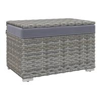 Malle de jardin en rotin PE Outsunny, coffre d'extérieur avec pieds antidérapants et doublure en tissu imperméable, 76x45x48cm, gris
