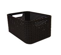 Malle de rangement 6L aspect rotin chocolat