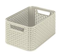 Malle de rangement 6L aspect rotin ivoire