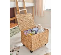 Malle de rangement à roulettes en jacinthe d'eau marron moyen uni TU