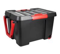 Malle de rangement solide noire avec roulettes 120 litres