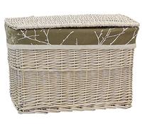 Malle en osier et doublure florale