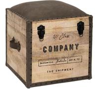 Malle Pouf en bois de manguier coloris taupe - Longueur 45,5 x Profondeur 45,5 x Hauteur 49 cm