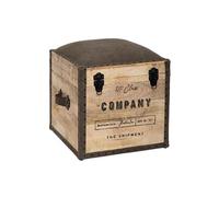 Malle / Pouf en bois de manguier coloris taupe - Longueur 45,5 x Profondeur 45,5 x Hauteur 49 cm --