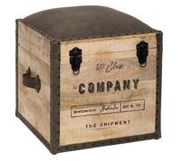 Malle pouf ""Silas"" bois naturel - Atmosphera createur d'interieur