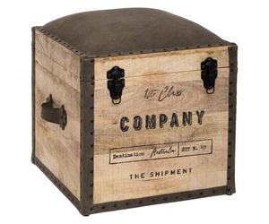 Malle pouf ""Silas"" bois naturel - Atmosphera Créateur d'intérieur