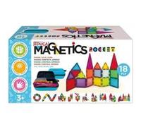Mallette 18 pieces magnetiques - blocs construction tuiles panneaux - figures 3d - jouet stem - set jeu educatif aimante et carte