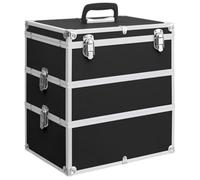 Mallette à Maquillage, Coiffure Boîte à Cosmétiques Vanité Malette Maquillag Rangement Beauty Case Professionnel 37x24x40 cm Noir Aluminium