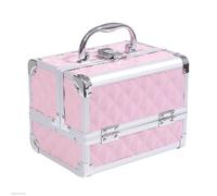 HOMCOM Mallette à maquillage - rangement produits de beauté - rangement à 3 niveaux avec miroir verrouillage avec 2 clés rose