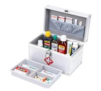 Mallette à médicaments en aluminium - Boîte de rangement de médicaments avec champ de classification et poignée de transport - Boîte à pharmacie - Boîte de rangement pour la maison, l'école, l'hôpital