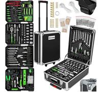MALLETTE A OUTIL - TECTAKE - Caisse à outils aluminium 1200 pièces avec Poignée pliante et télescopique - Noir