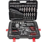 Mallette à outils à cliquet 216 pièces 1/4", 3/8", 1/2" Jeu de clés à douille | Outils et embouts au vanadium avec adaptateur d'embout pour visseuse sans fil