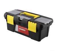 Mallette à outils de 25,4 cm - Double couche - En plastique - Avec charnières en métal et poignée de transport renforcée - Noir (pas de couche intérieure)