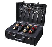 Mallette à outils de coiffeur noire - Mallette de rangement avec serrure par mot de passe - Cadre en aluminium de grande capacité - pour ciseaux, brosses - Sac de coiffeur - Mallette de salon portable