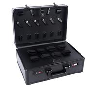 Mallette à outils de coiffure, portable, grande capacité, avec serrure à combinaison, pour ranger les outils de coiffure et les cosmétiques, noire
