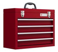 Mallette à outils DURHAND vide, 51 x 22 x 39,5 cm Boîte à outils avec 4 tiroirs, compartiment de rangement supérieur, poignée, caisse à outils avec 2 serrures, en acier, rouge