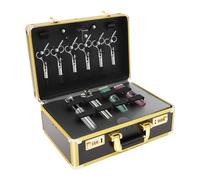 Mallette à outils portable pour coiffeur, 40 x 16,5 x 27,5 cm, avec 2 serrures à combinaison et bandoulière, grande mallette de coiffeur et cosmétique pour tondeuse à cheveux, ciseaux, salon de voyage
