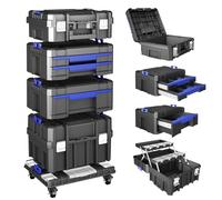 Mallette à outils vide à 5 couches avec roulettes, modulaire, empilable, boîte à outils portable vide avec tiroir, robuste et durable, pour le garage, les réparations à la maison et les utilisations