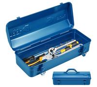 Mallette à outils vide en tôle métallique 43 x 19 x 13 cm - Caisse à outils profonde - Camber Top pour matériel avec double verrouillage et manipulation - Pour outils électriques, jouets, kits de