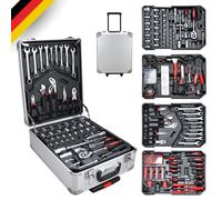 Mallette à outils VINGO 1031 pièces Boîte à outils en aluminium Set de caisses à outils verrouillables Sacoche à outils Trolley à 4 niveaux