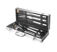 Lacor - 60260 - Mallette ustensiles BBQ, intérieur doublé, Contient 5 ustensiles, pièces en Acier Inoxydable, Passe au Lave-Vaisselle, 47 x 16 x 8 cm, Aluminium