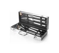 Lacor - 60260 - Mallette ustensiles BBQ, intérieur doublé, Contient 5 ustensiles, pièces en Acier Inoxydable, Passe au Lave-Vaisselle, 47 x 16 x 8 cm, Aluminium