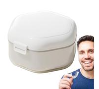 Mallette de bain pour prothèses - Boîte de rangement anti-fuite pour appareil dentaire, protège-dents - Réservoir de nettoyage à trois couches - Mallette portable pour protège-dents, aligneurs