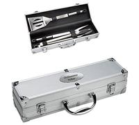 Mallette de Barbecue avec 3 Couverts de Barbecue avec Gravure - Kit de Barbecue, Cadeau, Pince à Barbecue, Fourchette à Viande, Cadeau d'anniversaire, Cadeau pour la fête des pères, Noël