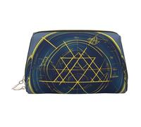 Mallette de beauté portable imprimée pour calculs de géométrie mathématiques, pochette de voyage compacte avec fentes intérieures organisées pour un usage quotidien, doré, One Size