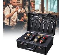 Mallette de coiffeur portable avec double boucle de mot de passe - Mallette de rangement pour outils de coiffure - Rangement divisé - Organiseur de coiffure - 40 x 31 x 16 cm (noir)