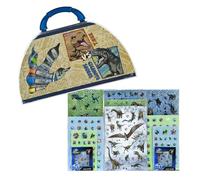 Mallette de coloriage Jurassic World Dinosaures pour enfants 51 pièces avec kit d'autocollants - Kit de coloriage avec contenu stylo bloc de coloriage - Mallette de bricolage pour garçon avec
