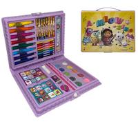 Mallette de dessin pour enfants Gabby’s Dollhouse, kit de peinture et de dessin avec 65 pièces de couleurs et de fournitures de bureau