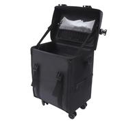 Mallette de maquillage 2 en 1 avec roues universelles en nylon et PVC, pour organiser et ranger des cosmétiques et des articles de beauté, Noir , Portable