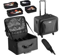 Mallette De Maquillage À Roulettes 3 Niveaux Valise De Rangement Transport Pratique Avec Poignées, Sangle, Boîte Trousse Maquillage Professionnelle Imperméable Oxford Cadeau De Maquillage, Noir