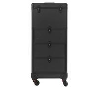 Mallette de maquillage à roulettes, à 4 roues, avec 3 tiroirs, verrouillable, multifonction, organisateur de maquillage, pour maquilleur, coiffeur, coiffeur, noir