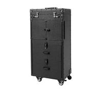 Mallette de maquillage à roulettes avec 2 tiroirs - 38 x 25,5 x 82 cm - Roulettes pivotantes à 360° - Grand rangement - Pour cosmétologue, coiffeuse