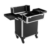 Mallette de maquillage à roulettes - Grande valise à roulettes - Idéale pour maquilleurs professionnels, coiffeurs, esthéticiens et techniciens des ongles, Noir , Classique